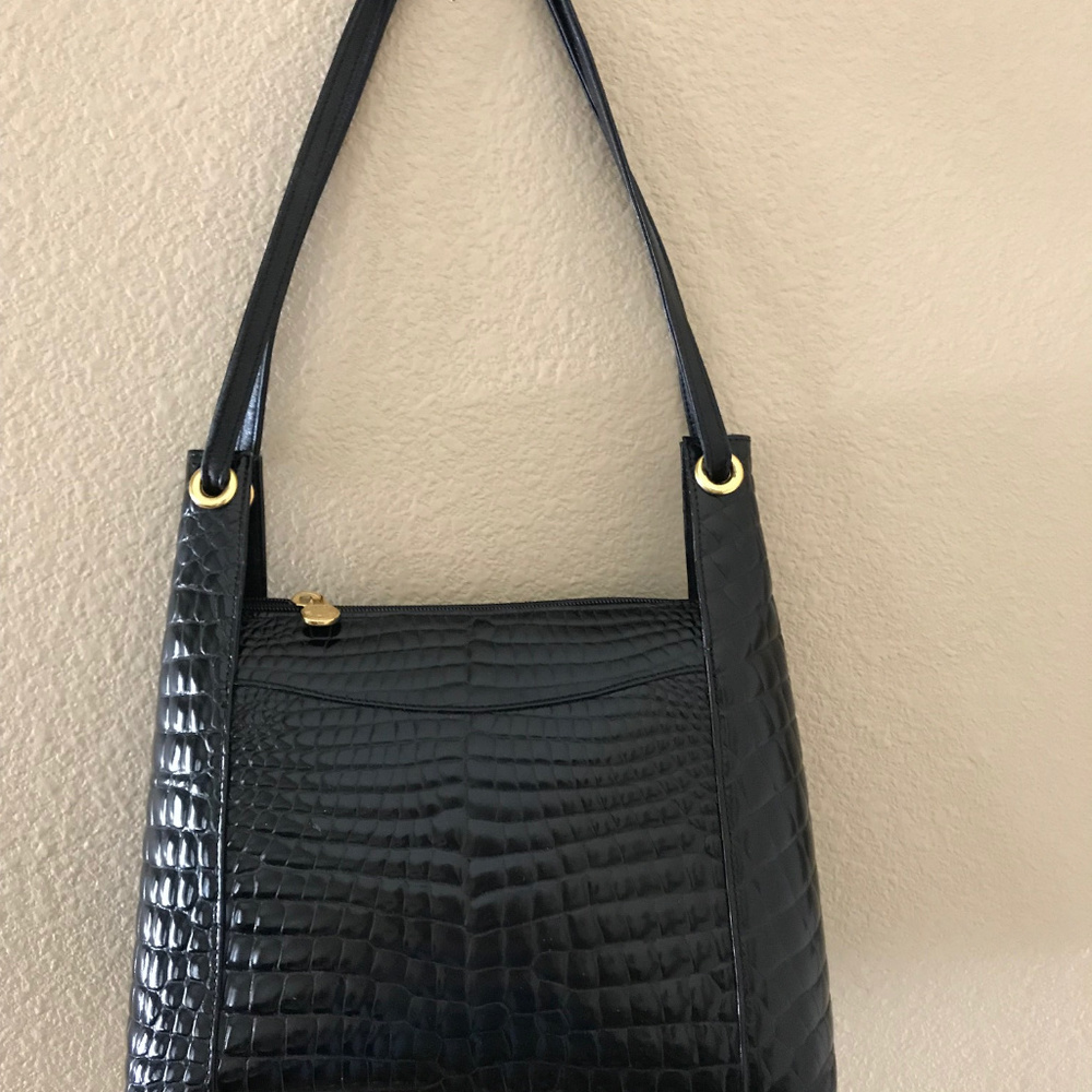 Vintage black crocodile handbag